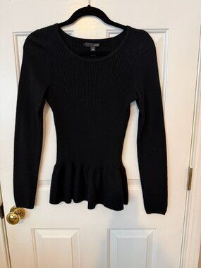 Aqua Black Cashmere Peplum Sweater_Size Medium